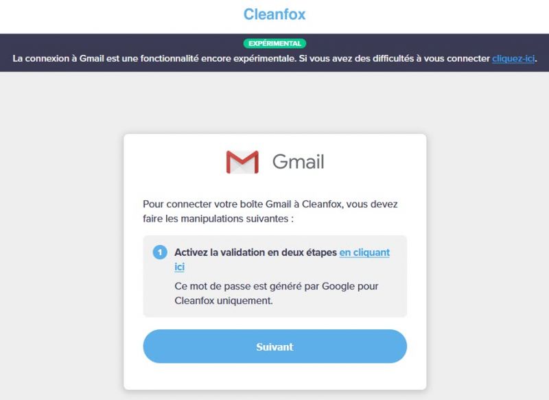 Activation en 2 étapes Cleanfox